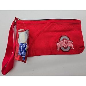 Ohio State Collegiate Licensed Red Wristlet With Zipper & Wrist Strap Buckeyes